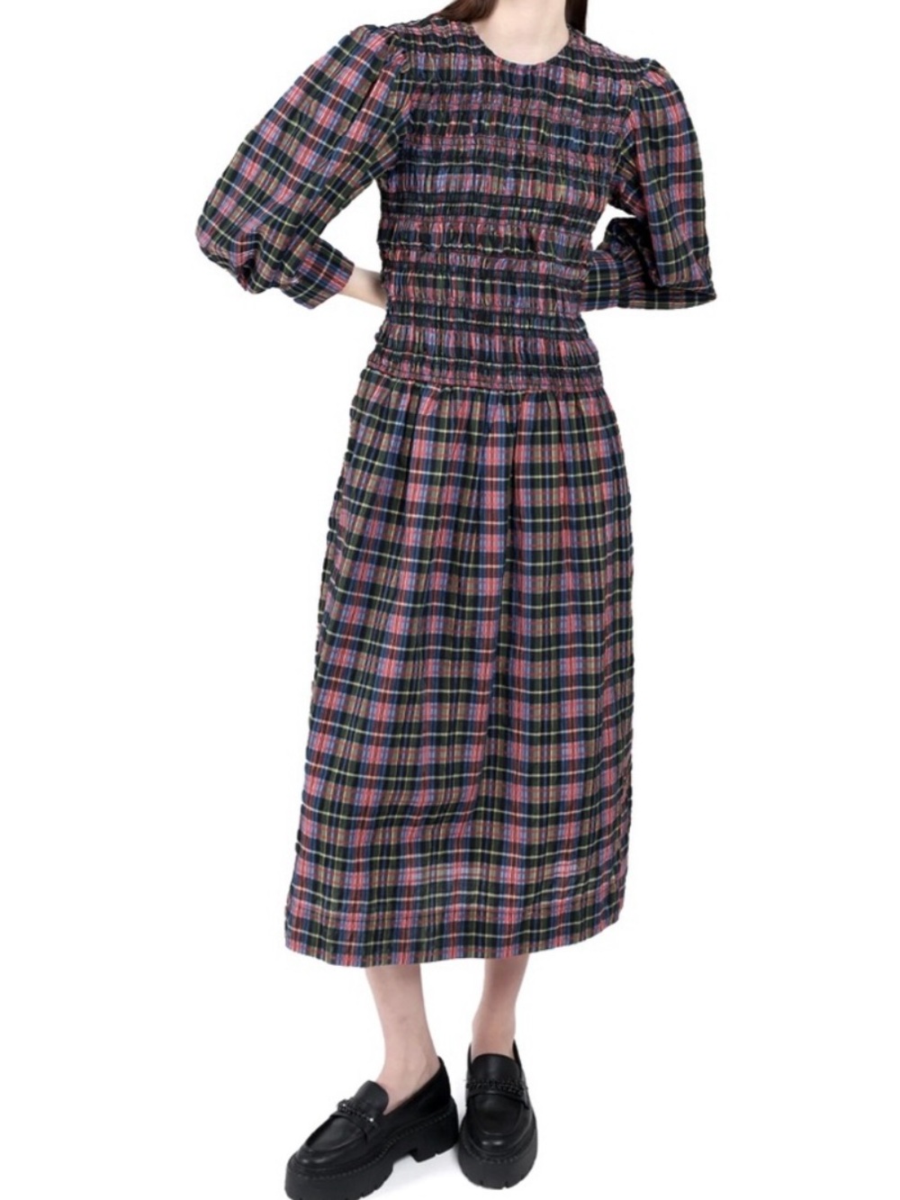 GANNI plaid dress